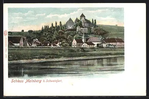 AK Schonungen, Schloss Mainberg vom Fluss betrachtet