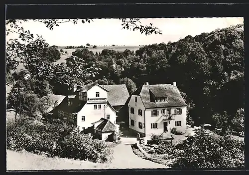 AK Schonungen /Main, Steinachtal, Pension Klöpfelsmühle aus der Vogelschau
