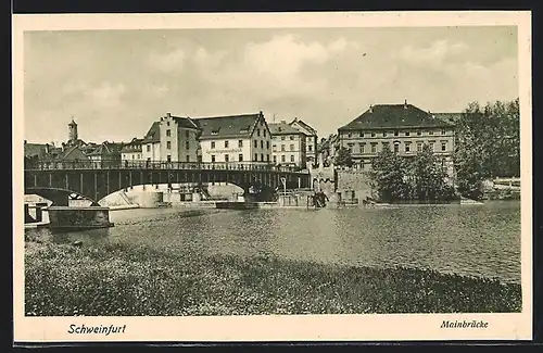 AK Schweinfurt, Mainbrücke mit Stadtpanorama