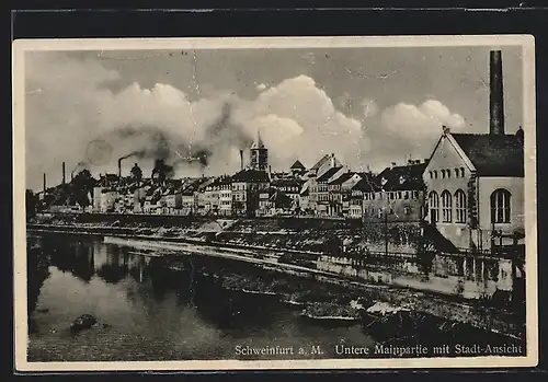 AK Schweinfurt a. M., Untere Mainpartie mit Stadt-Ansicht