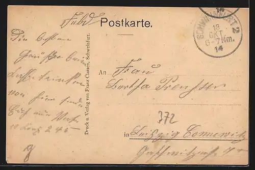 AK Schweinfurt, Schloss Mainberg mit Boot Prinz Ludwig