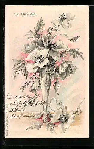 Duft-AK Blumenstrauss in der Vase, Karte mit Blütenduft