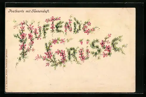 Duft-AK Mit Tannenduft, Duftende Grüsse aus Blüten und Tannenzweigen