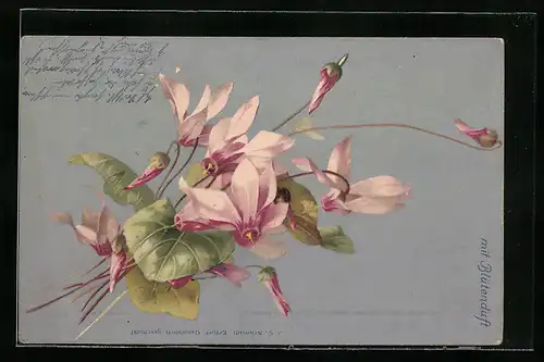 Duft-AK Ein Strauss mit zarten rosafarbenen Blumen, mit Duft