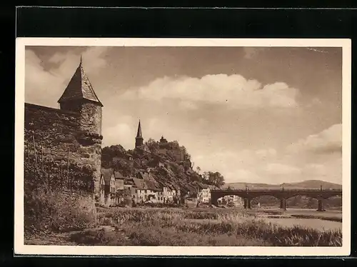 AK Saarburg, Ortspartie mit der Burg, Ganzsache WHW Winterhilfswerk