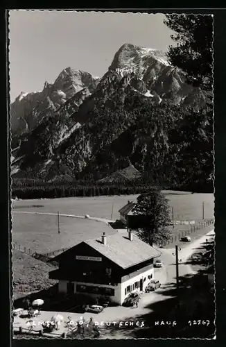 AK Almsee, Deutsches Haus vor Gebirgszug