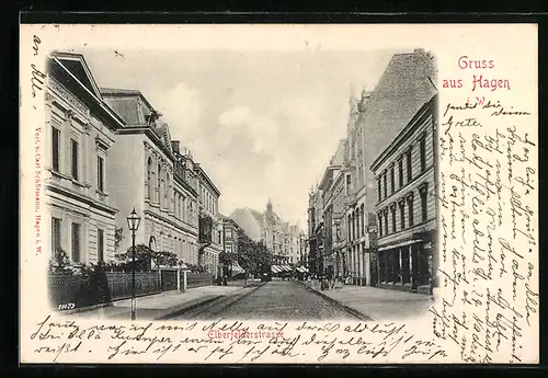 AK Hagen / Westf., Einblick in die Elberfelderstrasse