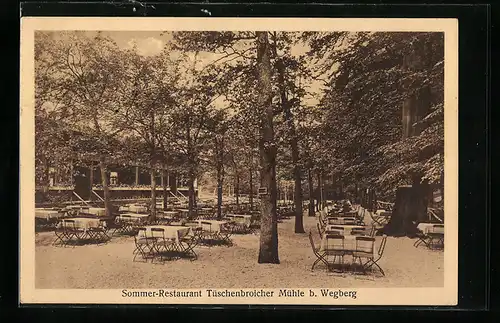 AK Wegberg, Gastwirtschaft Tüschenbroicher Mühle von P. K. Königs, Sommer-Restaurant