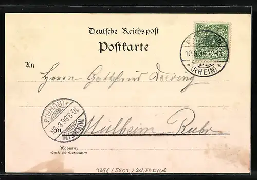 Lithographie St. Goar, Ruine Festung Rheinfels, Ruine Katz, Teilansicht mit Rheinfels