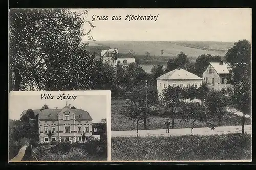 AK Höckendorf / Tharandt, Villa Helzig, Ortsansicht mit Umgebung