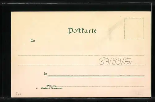 Lithographie Oderberg i. d. M., Marktplatz, Kriegerdenkmal und Kirche