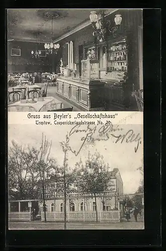 AK Berlin-Treptow, Gasthaus Beyler`s Gesellschaftshaus in der Coepenickerlandstrasse 20