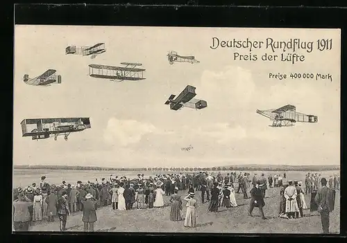 AK Deutscher Rundflug 1911, Preis der Lüfte, Flugzeuge