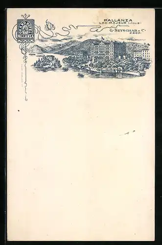Lithographie Pallanza, Grand Hotel, Lac Majeur