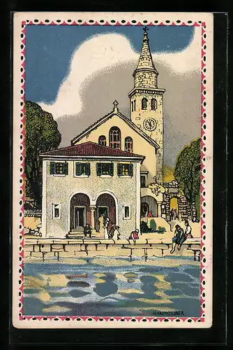 Künstler-AK H. Kalmsteiner: Wien, Adria-Ausstellung 1913, Kampanile