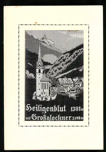 Seiden-AK Heiligenblut, Kirche mit Grossglockner