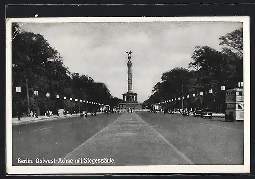 AK Berlin-Tiergarten, Ost-West-Achse mit Blick auf die Siegessäule