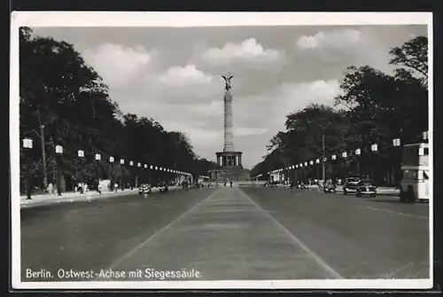 AK Berlin-Tiergarten, Ostwest-Achse mit Siegessäule