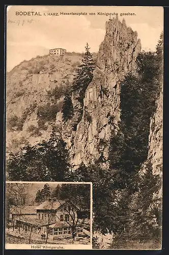 AK Thale, Bodetal, Hexentanzplatz von Königsruhe gesehen