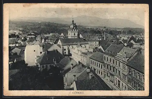 AK Görkau / Jirkov u Chomutova, Teilansicht mit Kirche