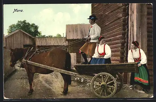 AK Mora, Bauer mit Pferdegespann