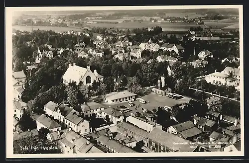 AK Sala, Teilansicht mit Kirche, Fliegeraufnahme