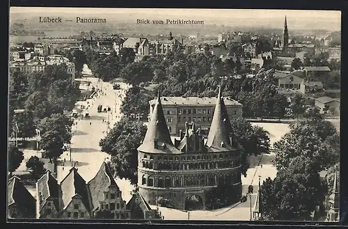 AK Lübeck, Panorama, Blick vom Petrikirchturm