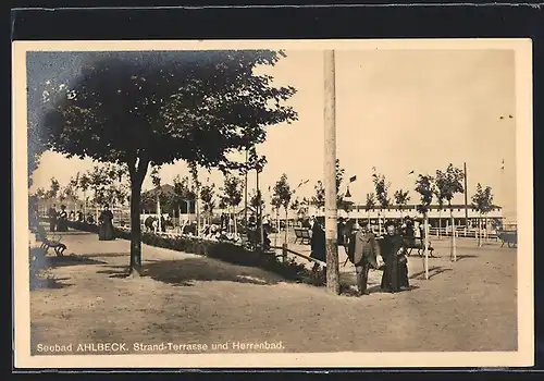 AK Ahlbeck / Seebad, Strand-Terrasse und Herrenbad