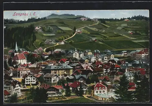 AK Langnau i. E., Teilansicht mit Kirche