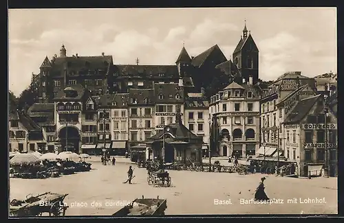 AK Basel, Barfüsserplatz mit Lohnhof