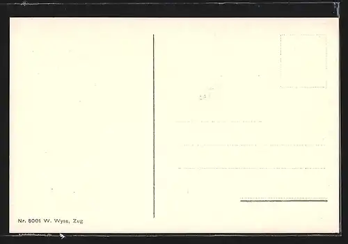 AK Zug, Teilansicht der Ortschaft mit Kirchturm