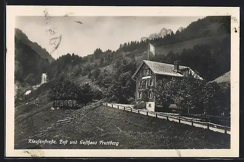 AK Glarus, Post und Gasthaus Fruttberg an der Klausenstrasse