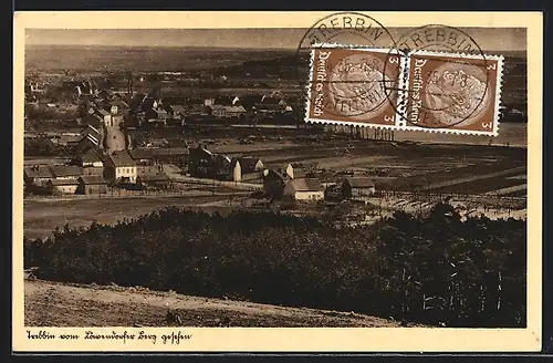 AK Trebbin, Ortsansicht vom Löwendorfer Berg aus