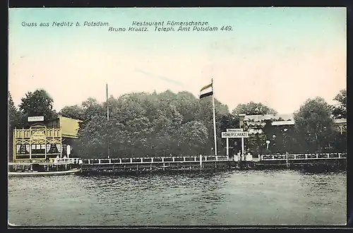 AK Nedlitz b. Potsdam, Restaurant Römerschanze am Wasser