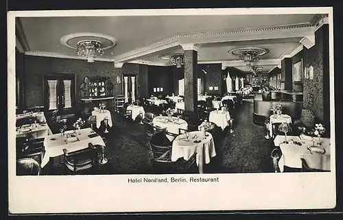 AK Berlin, Hotel Nordland, Invalidenstrasse 115, Innenansicht Restaurant