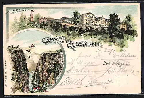 Lithographie Thale, Hotel zur Rosstrappe