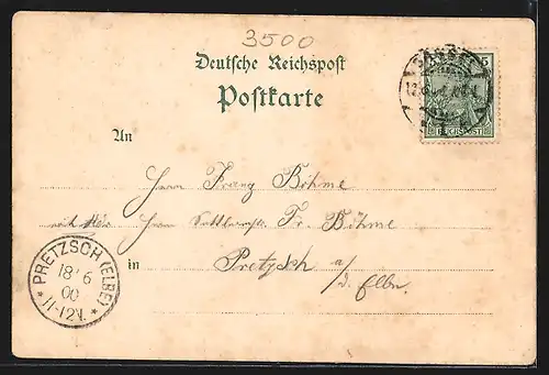 Lithographie Cassel, Octogon, Frontansicht mit Kaskaden-Wasserfall