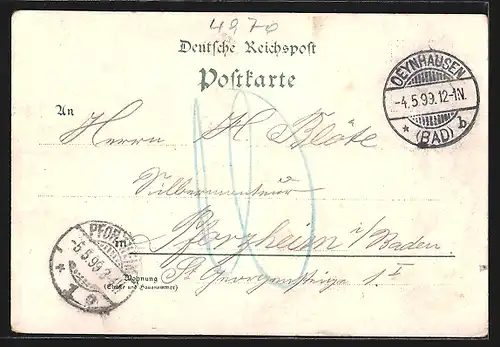 Lithographie Bad Oeynhausen, Partie am Kurpark, Thermalbad, Denkmal, Haupt-Promenade