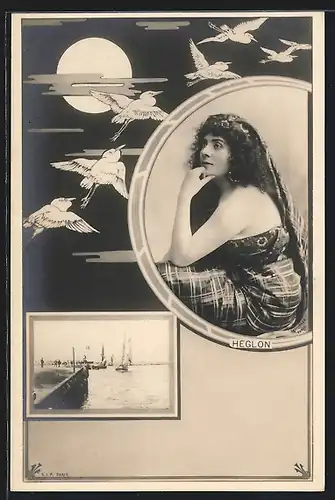 Foto-AK Atelier Reutlinger, Paris, Héglon, Portrait der Opernsängerin