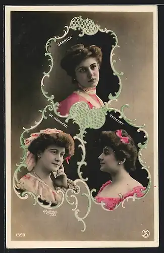 Foto-AK Atelier Reutlinger, Paris: Portraits von Garrick, Demaury und De Mornand