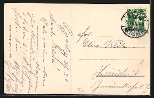 AK Basel, Neuer Badischer Bahnhof mit Strassenbahn