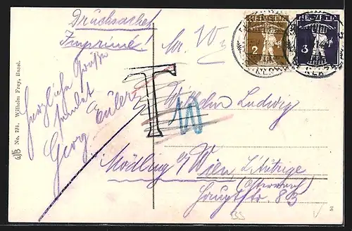 AK Basel, Bundesbahnhof mit Wasserspiel