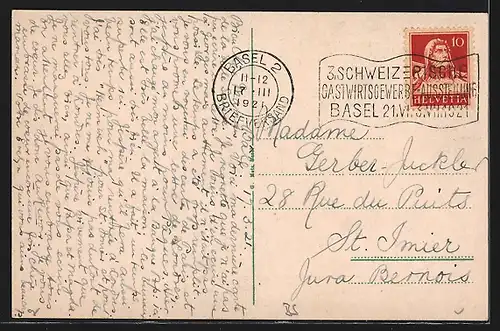 AK Basel, Blick zum Badischen Bahnhof