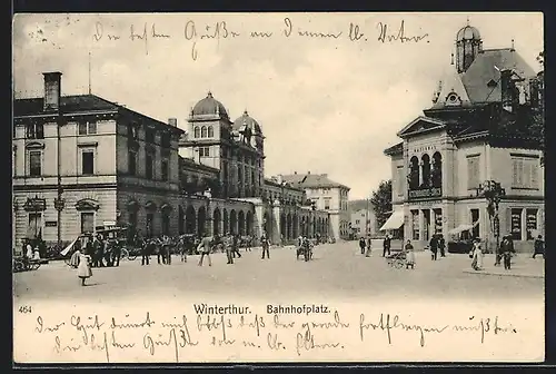 AK Winterthur, Bahnhofplatz und Bahnhof