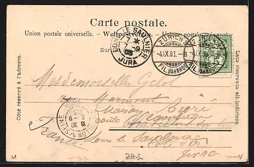 AK Zürich, Bahnhof und Strassenbahn