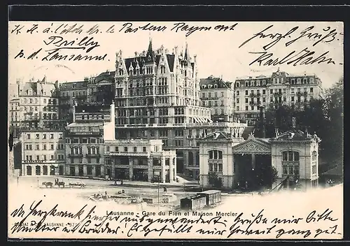 AK Lausanne, Gare du Flon et Maison Mercier, Bahnhof