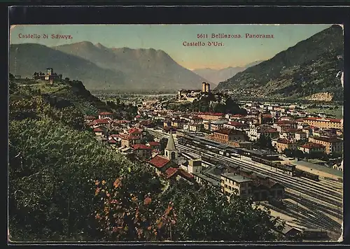 AK Bellinzona, Panorama & Castello d`Uri, Castello di Schwyz, Bahnhof