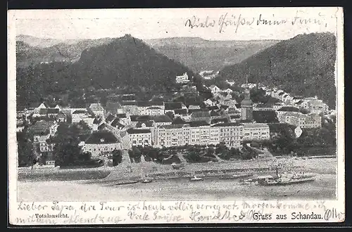 AK Schandau, Ortsansicht mit Umgebung, rückseitig Hotel Stadt Berlin F. Schumann