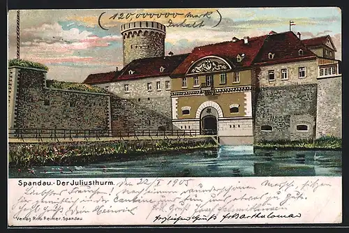 Lithographie Berlin-Spandau, Zitadelle Spandau, Der Juliusthurm