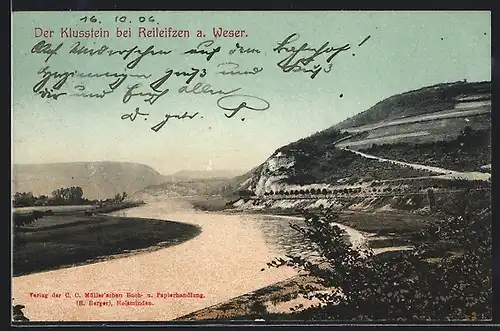 AK Reileifzen, Blick über den mäandernden Fluss und Klusstein